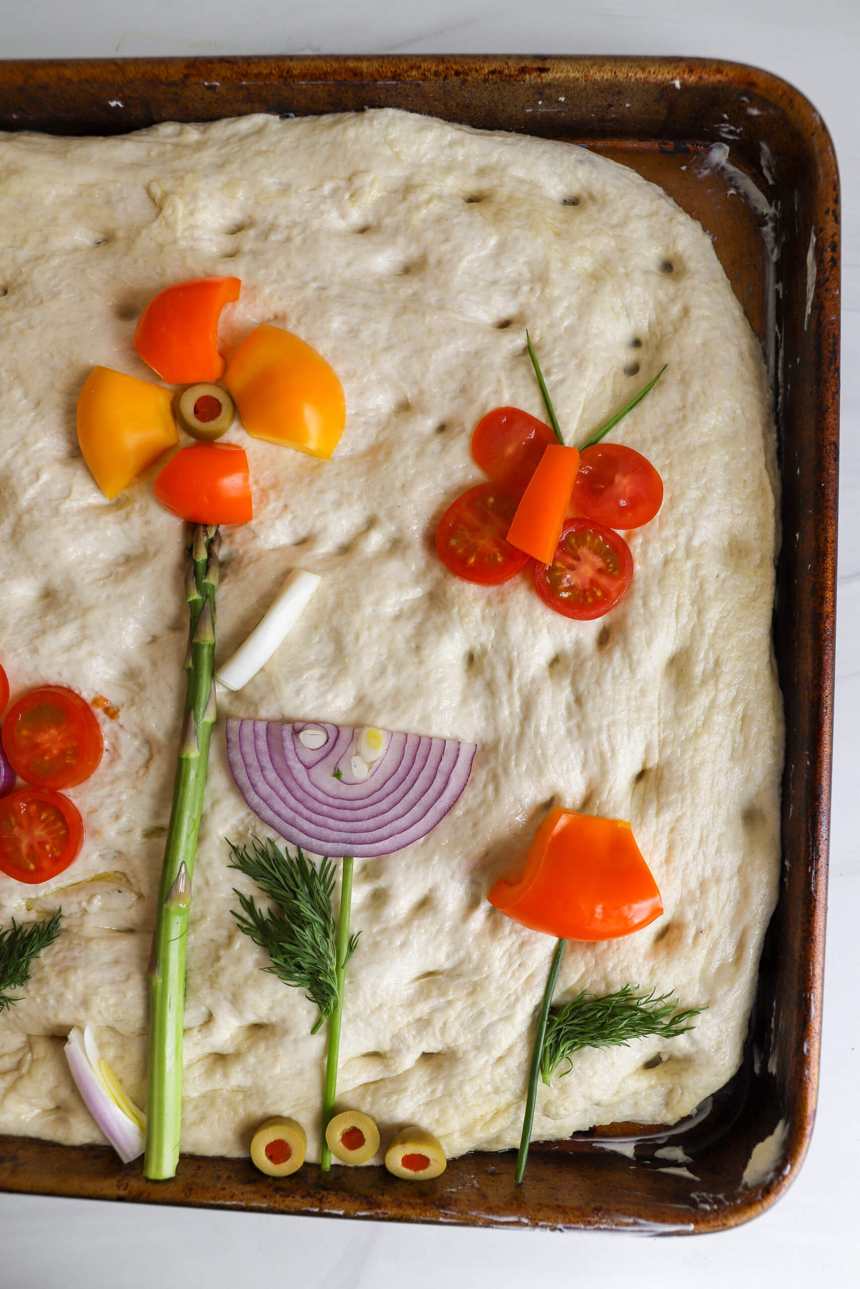 Focaccia Bread Art: Flower Garden