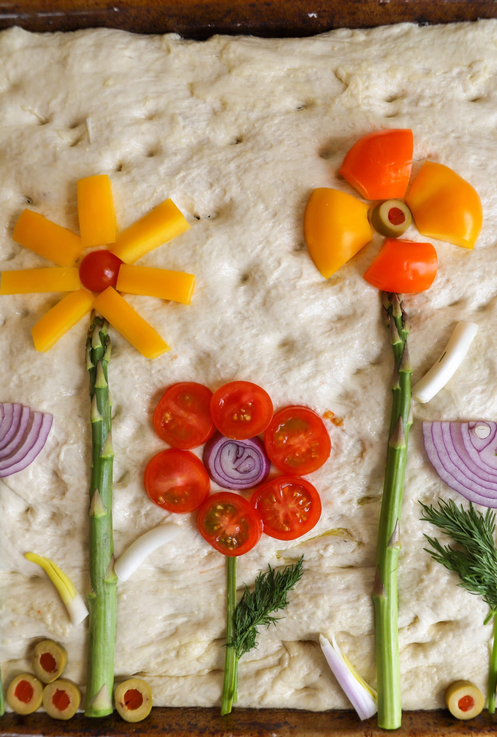 Focaccia Bread Art: Flower Garden