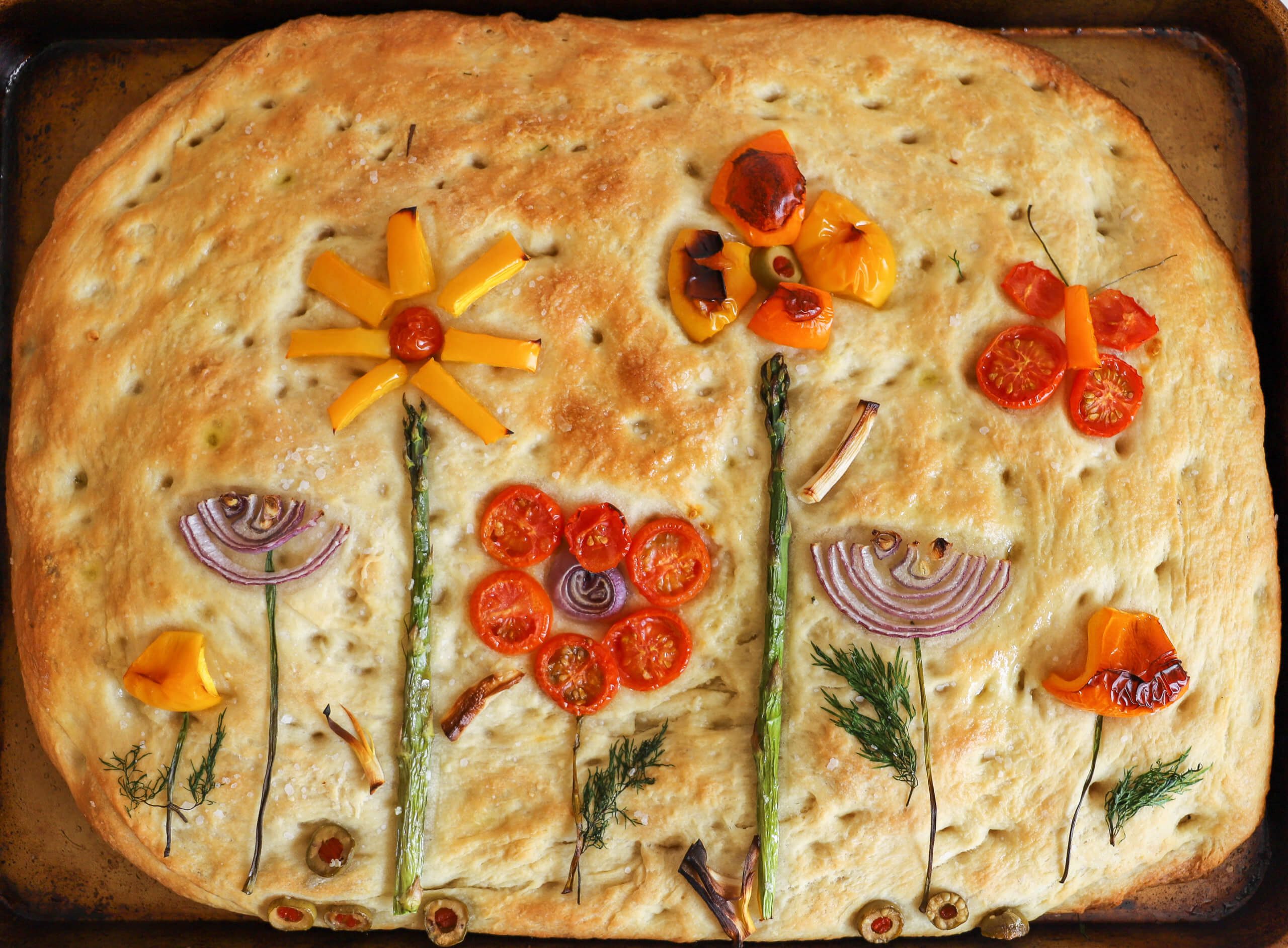 Focaccia Bread Art: Flower Garden