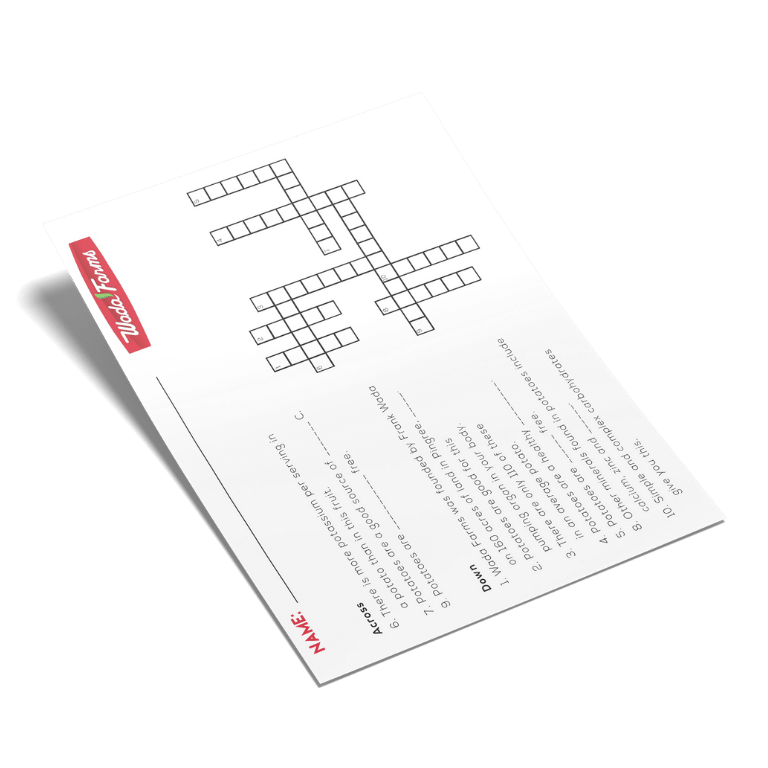 Wada Farms Crossword Activity Sheet