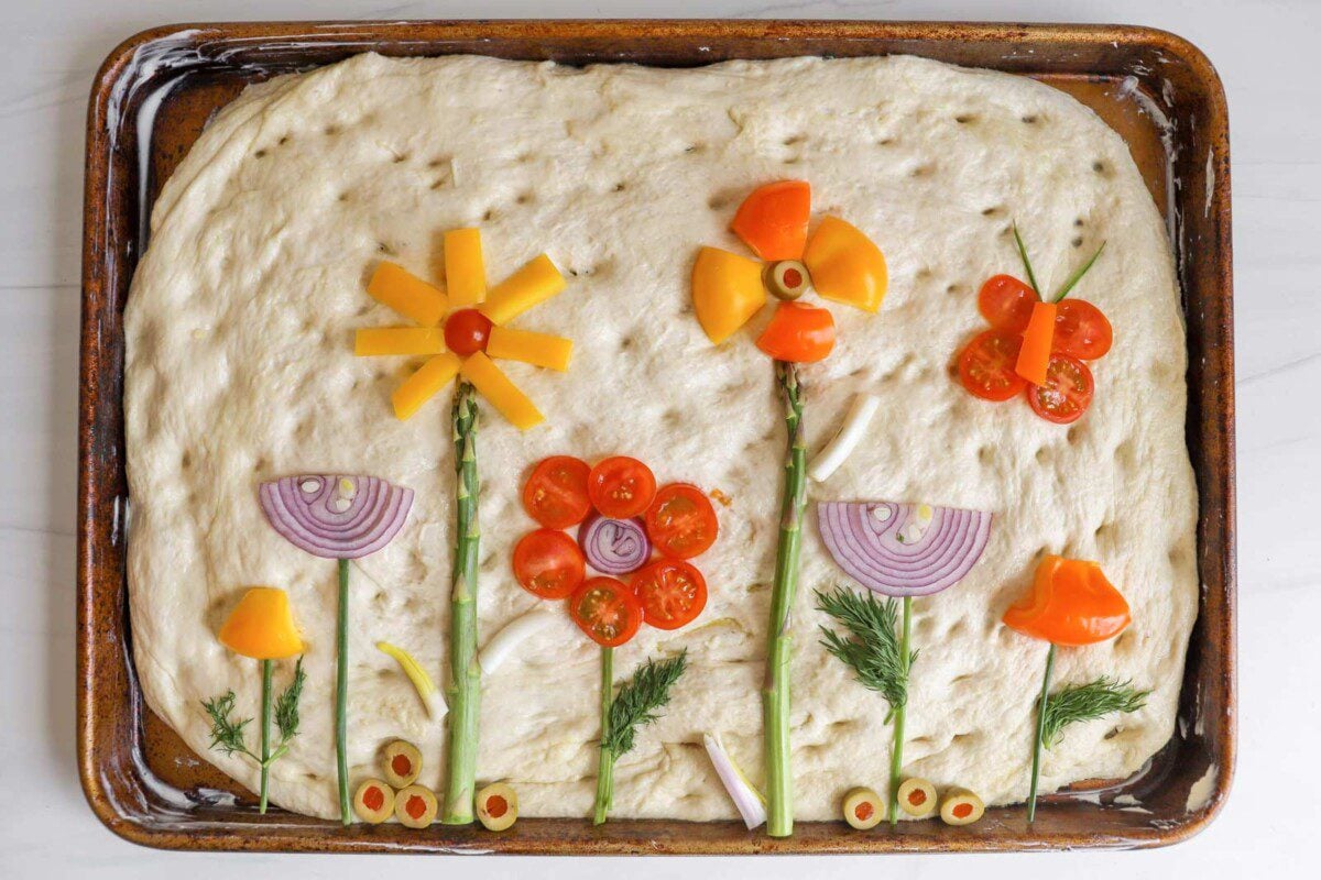 Focaccia Bread Art: Flower Garden