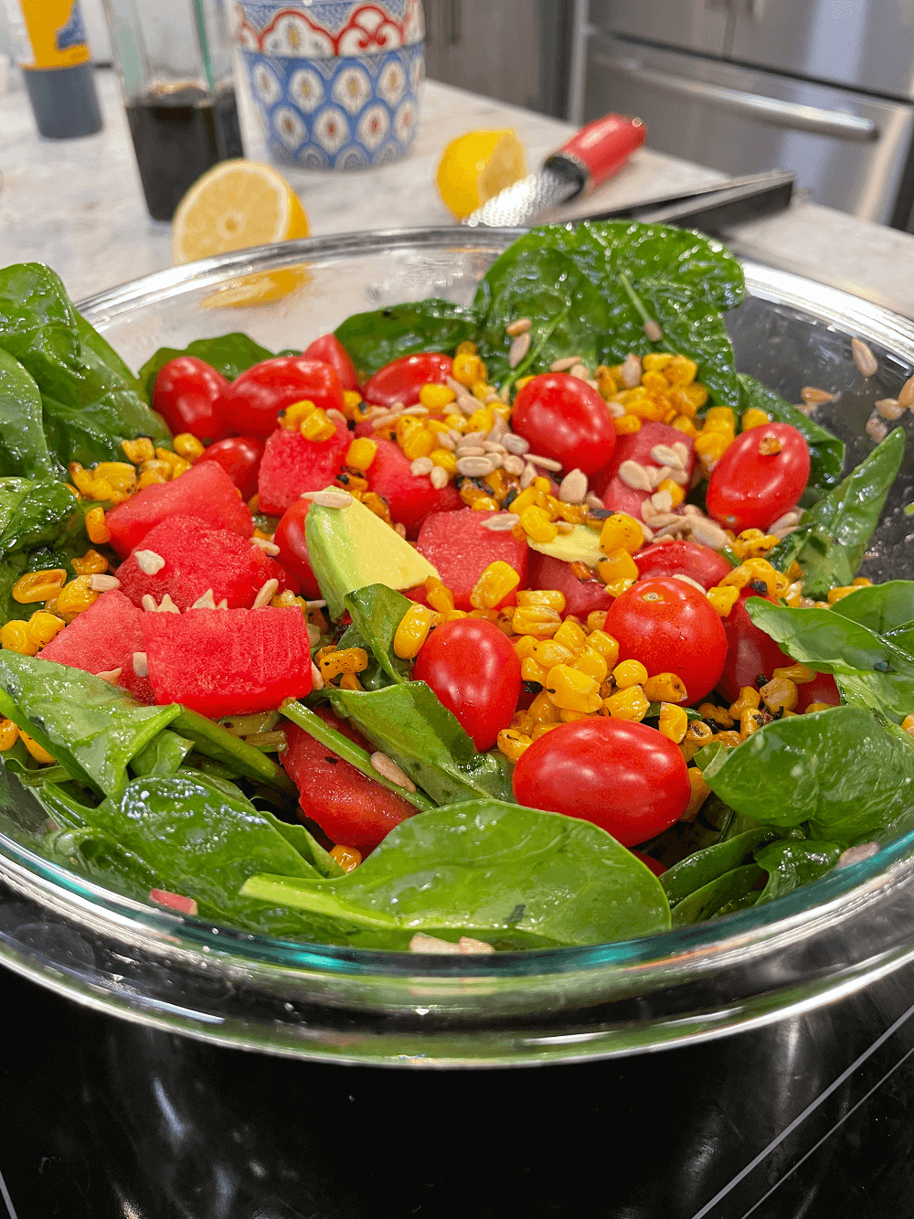 Cherubs® & Charred Corn Spinach Salad