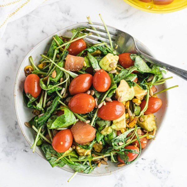 Charred Corn Spinach Salad