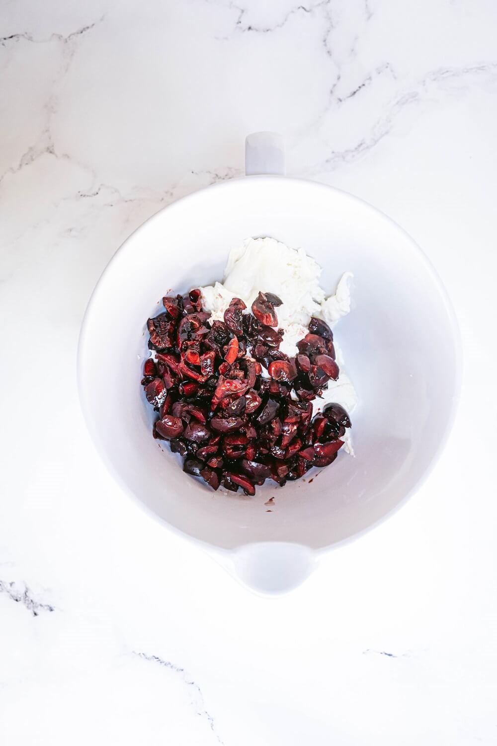 Combine the cherries and goat cheese...