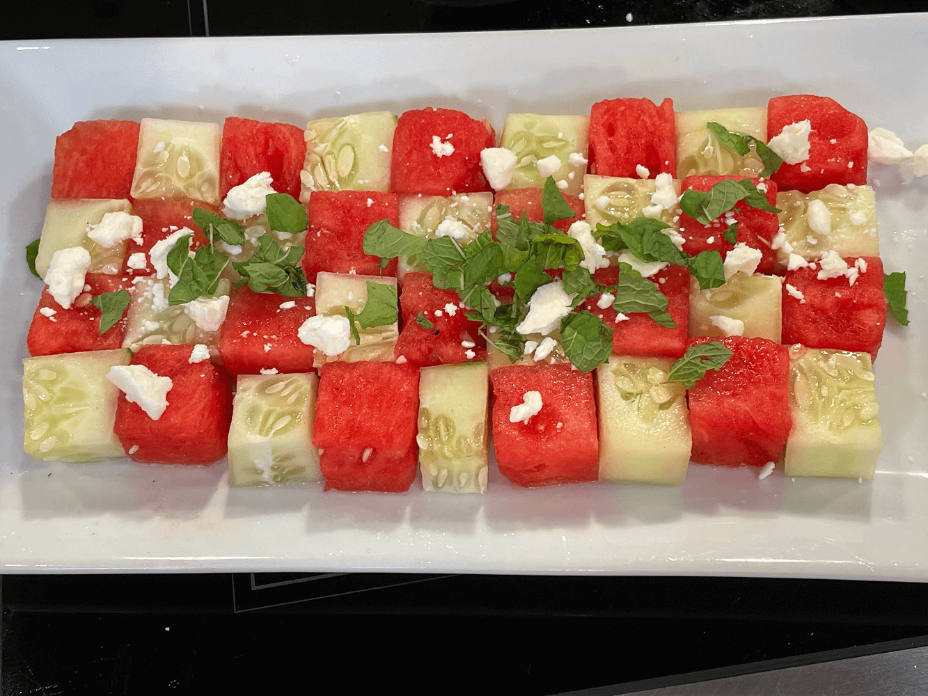 Watermelon and Cucumber Cubed Salad
