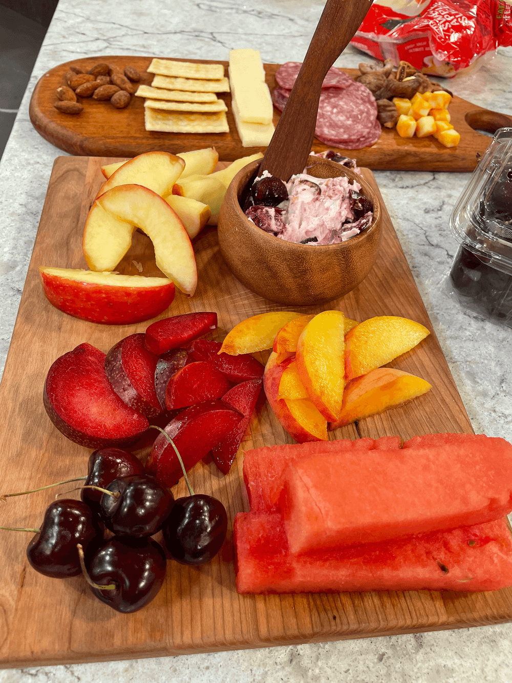Whipped Cherry Goat Cheese and Summer Fruits Board
