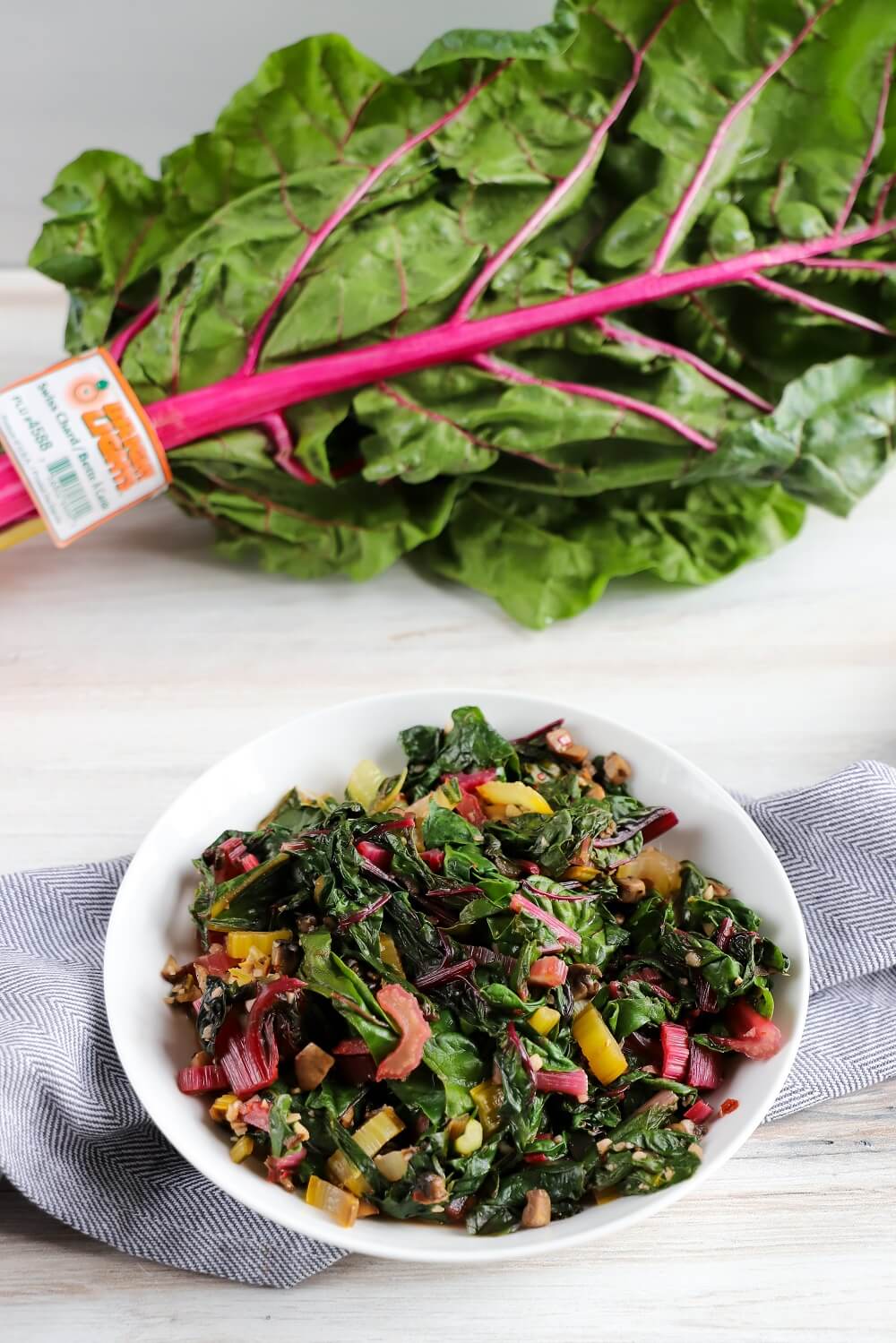 Sautéed Swiss Chard with Garlic and Mushrooms