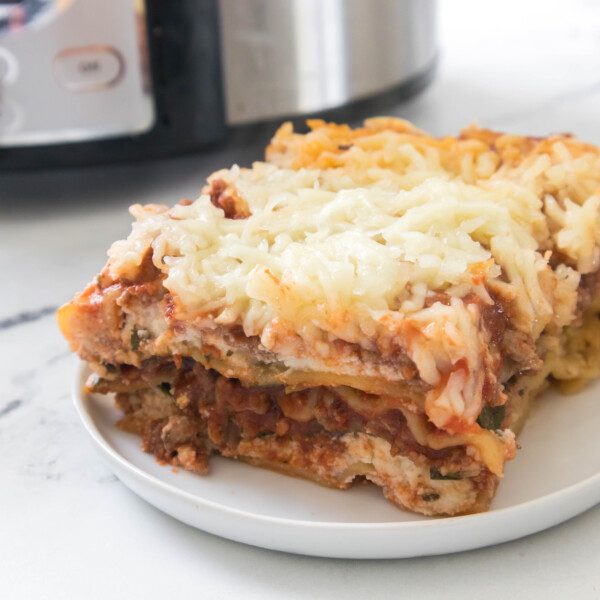 slow cooker lasagna on a plate