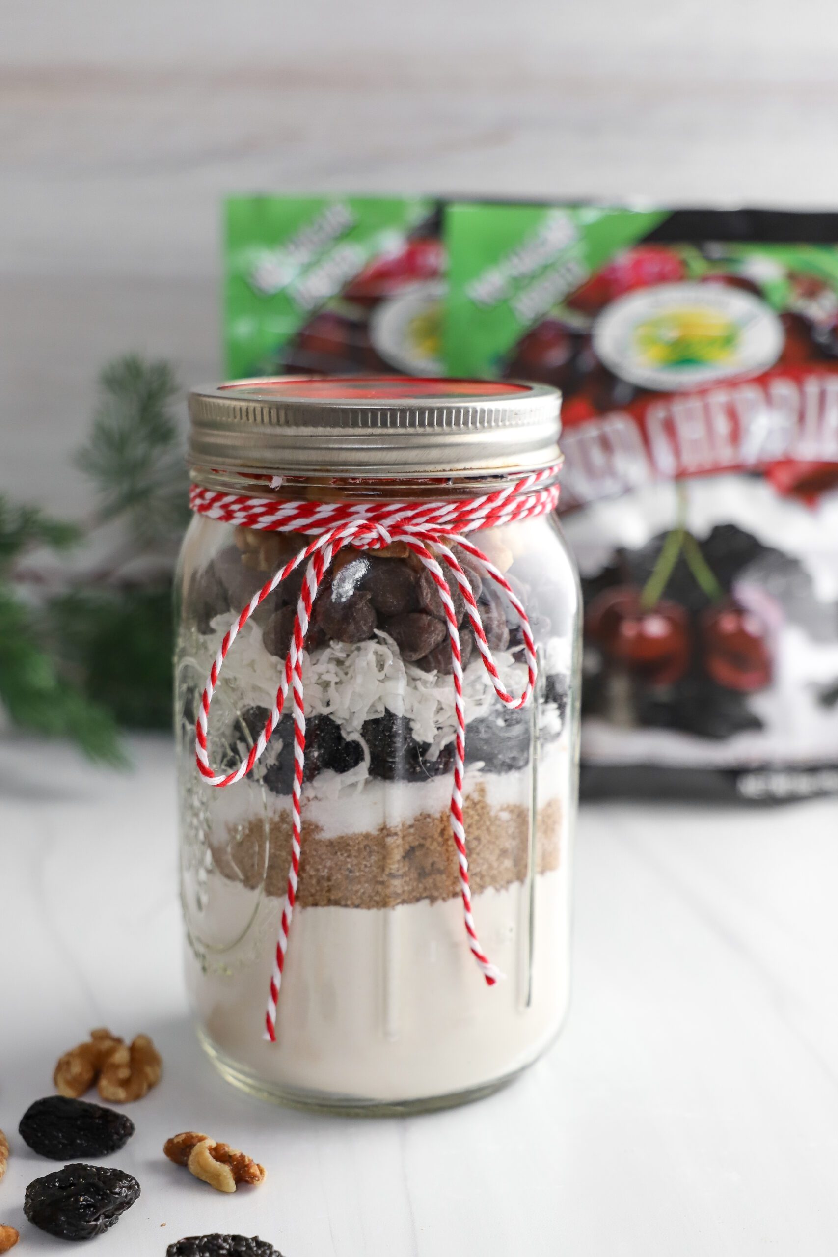 Dried Cherry and Chocolate Chip Cookie Mix in a Jar