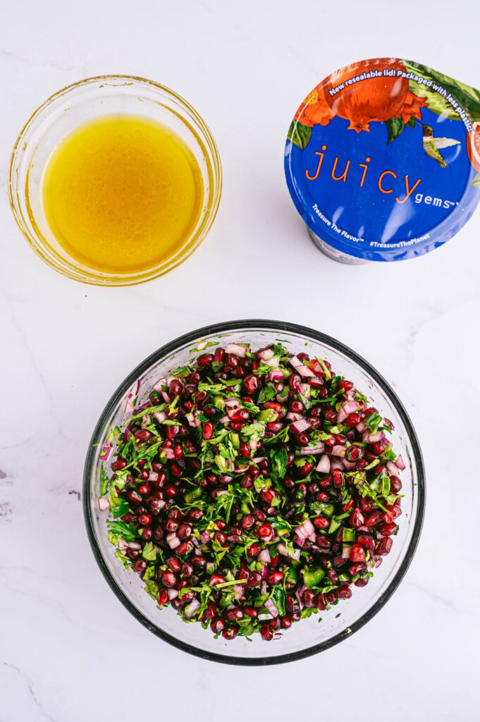 Pomegranate Salsa base with juice mixture and Juicy Gems Pomegranate Arils
