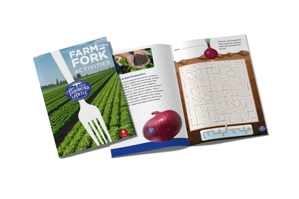 Cover Page for Farm to Fork Activities with an open page to one of the activity sheets
