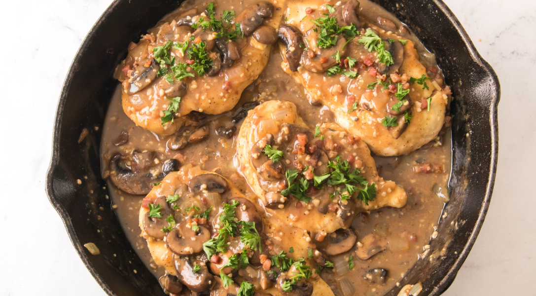 Finished Chicken Marsala in Skillet