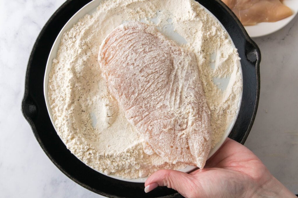 flour on chicken breast