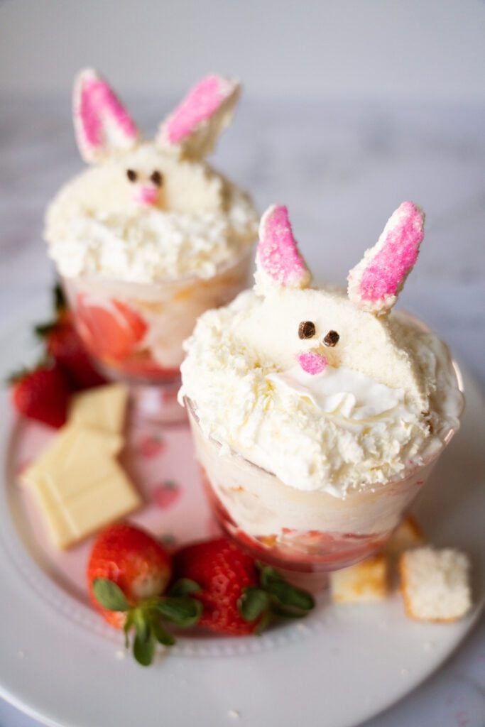 Two bunny strawberry parfaits