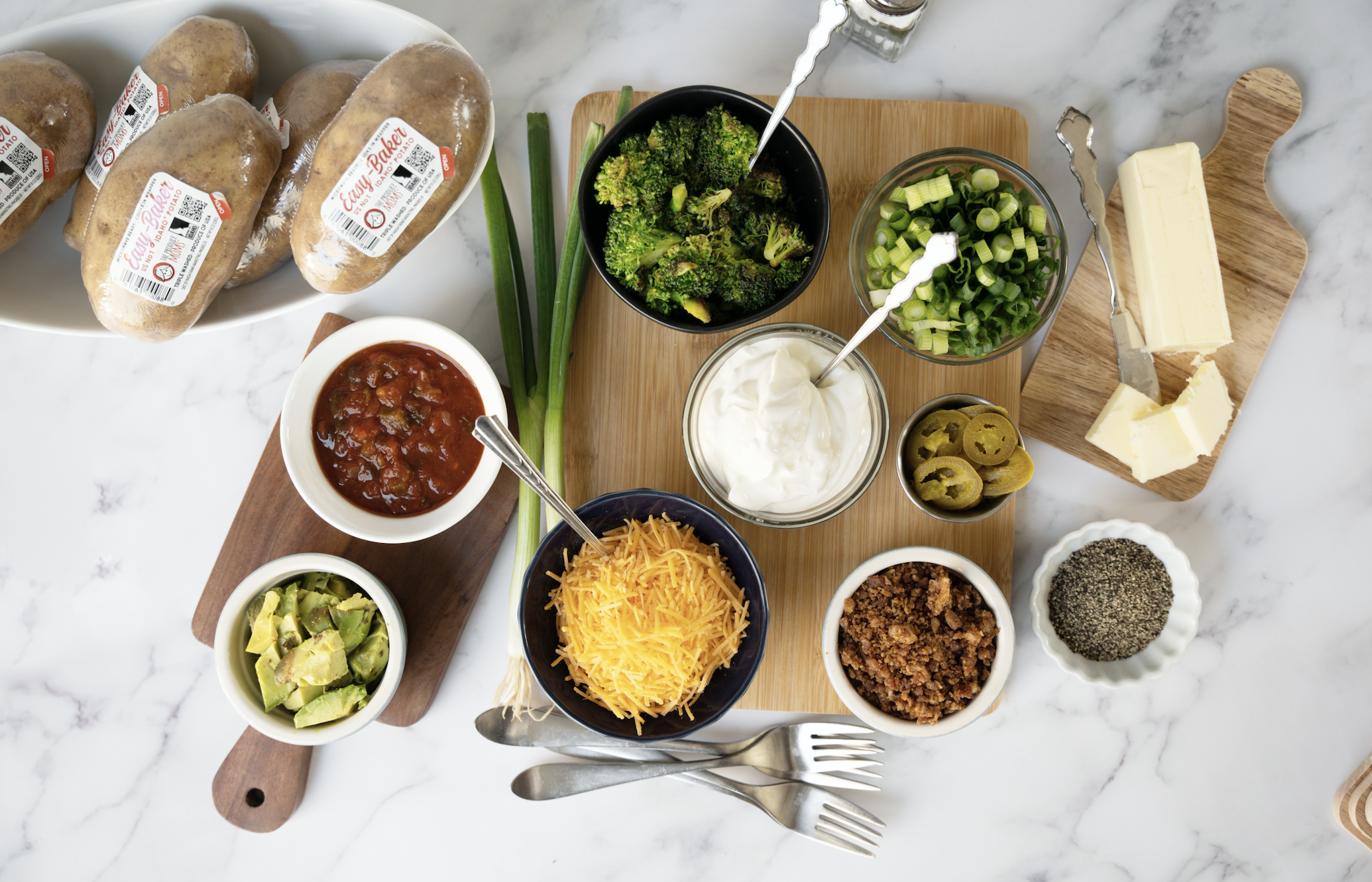 Toppings for a baked potato bar