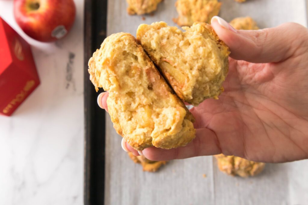 apple drop biscuits on a hand