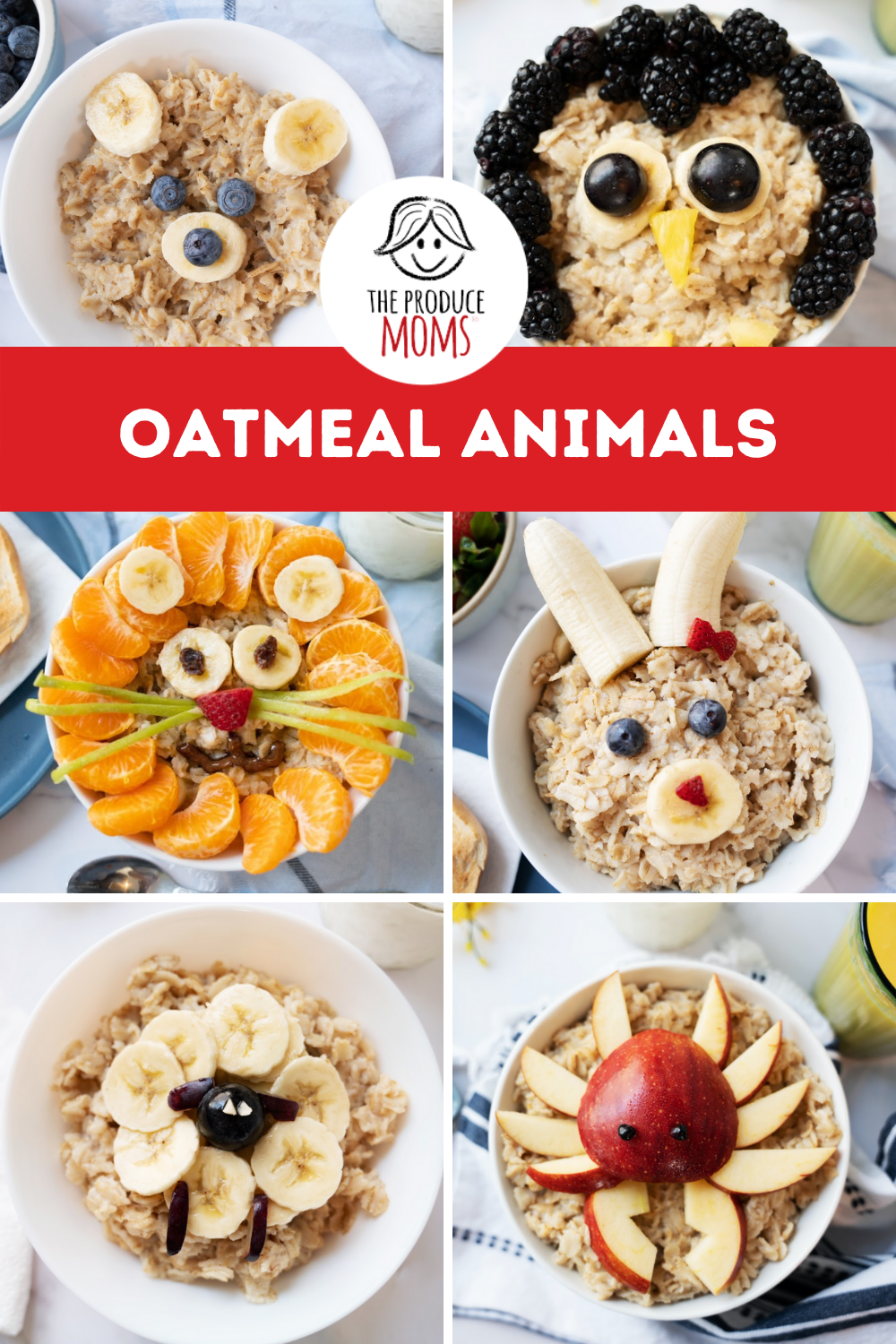 Pinterst Pin with Oatmeal Animals: Lion, bunny, crab, sheep, lion