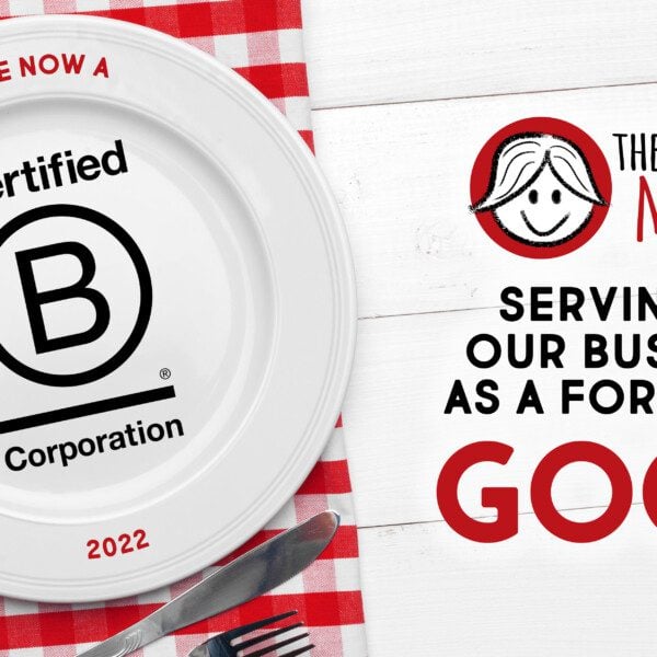 B-Corp Logo + TPM logo on tables cape