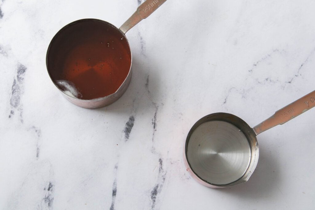 Honey + water in measuring cups