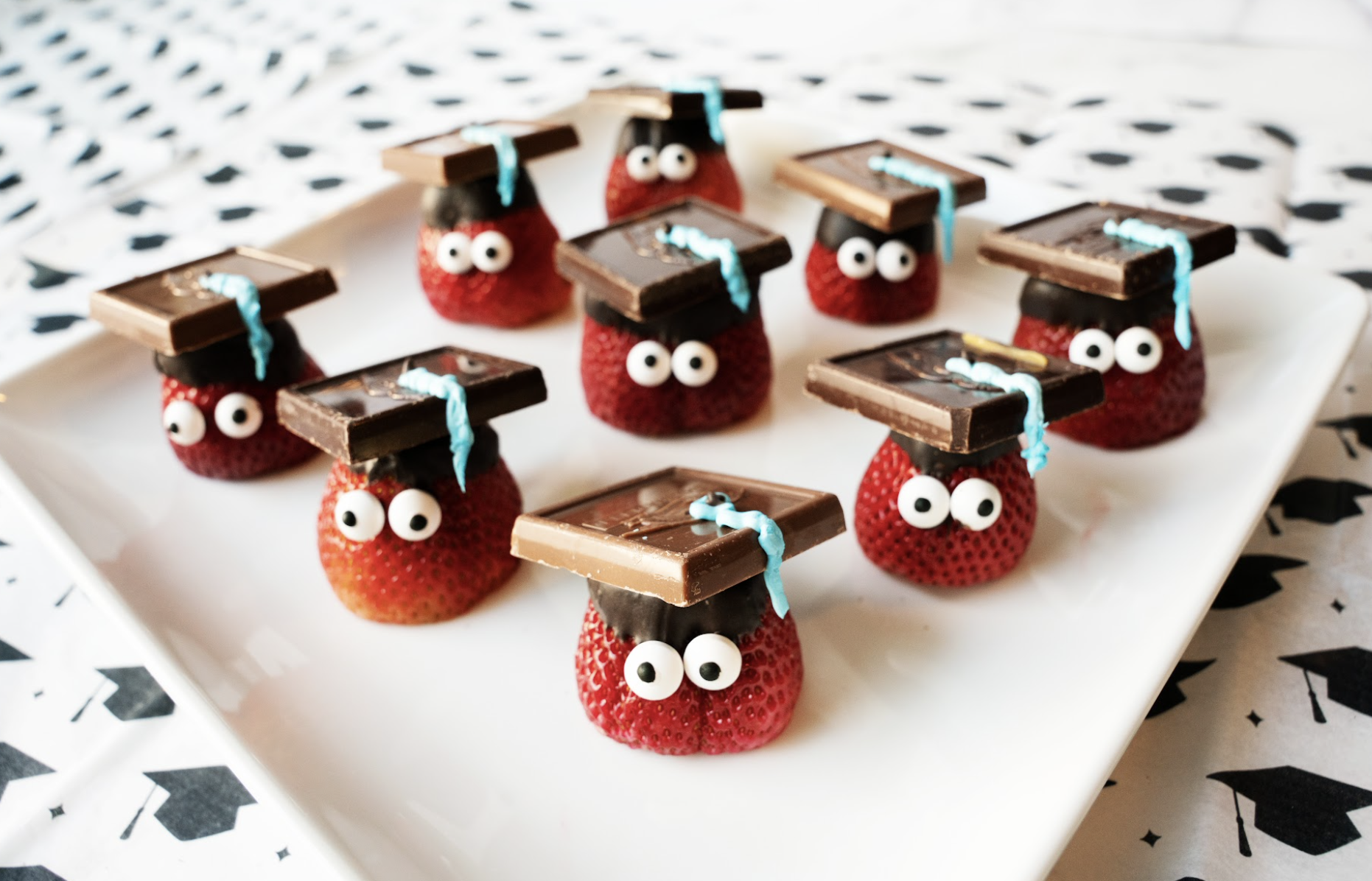 Chocolate Strawberry Caps on a plate