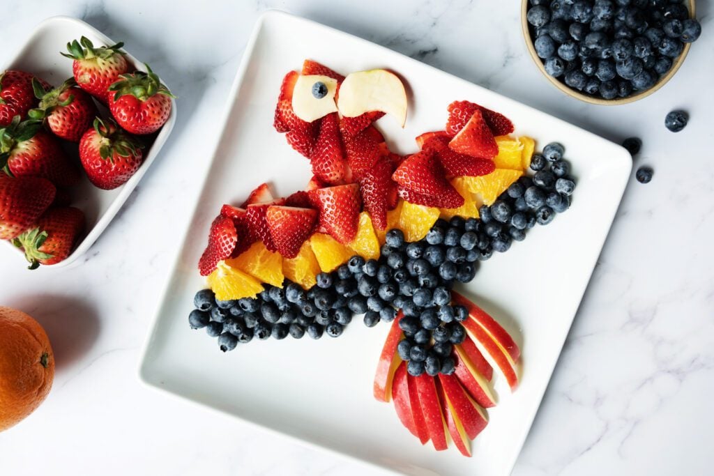 parrot fruit art tray