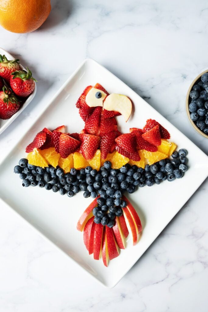 parrot fruit art tray