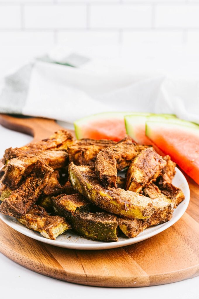 plate of watermelon rind air fryer churros