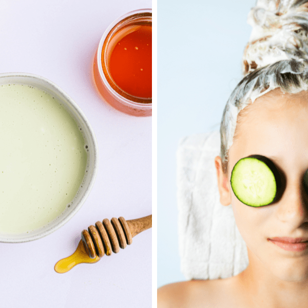 Celery Hair Mask Ingredients + Hair Mask on woman's hair