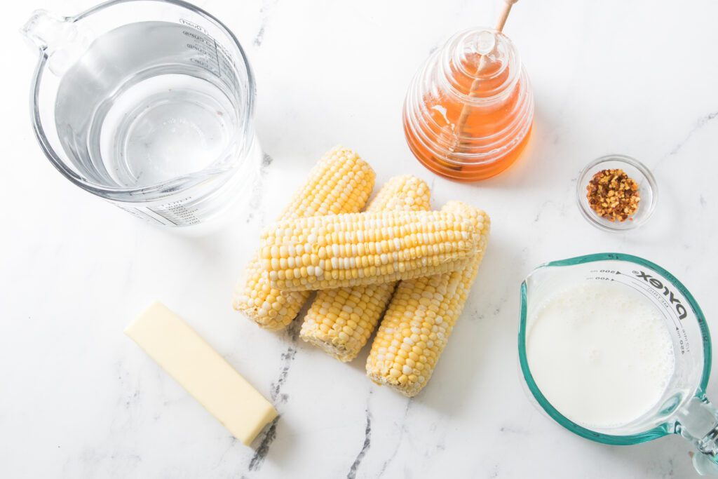 ingredients for Hot Honey Boiled Corn on the Cob