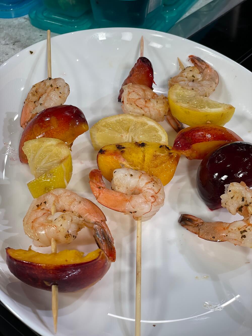 Grilled Shrimp, Peach, and Nectarine Kabobs