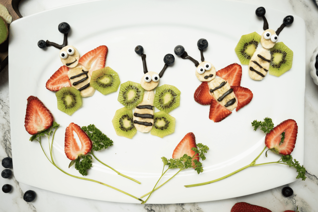 Butterfly Fruit Art on white plate