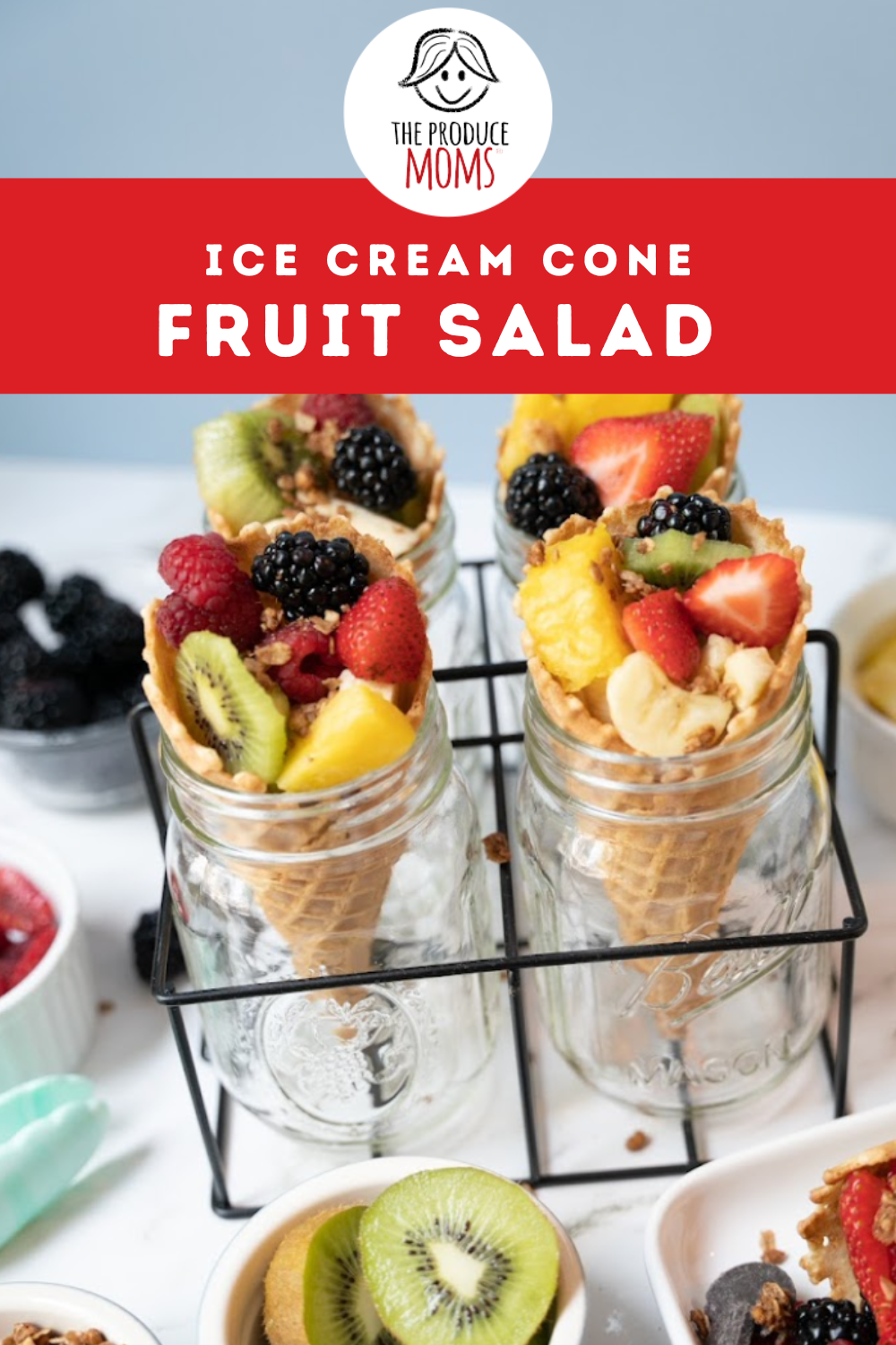 Pinterest Pin: Ice Cream Cone Fruit Salad