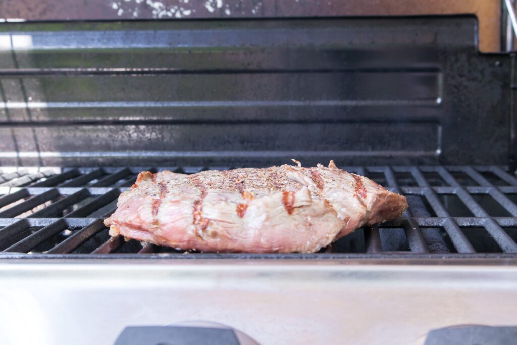 flank steak on a gas grill
