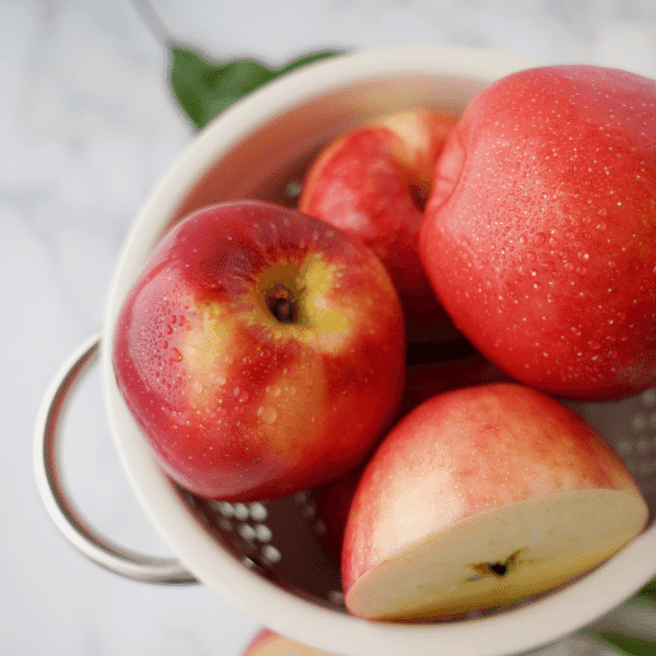 overview of SweeTango apples in colander