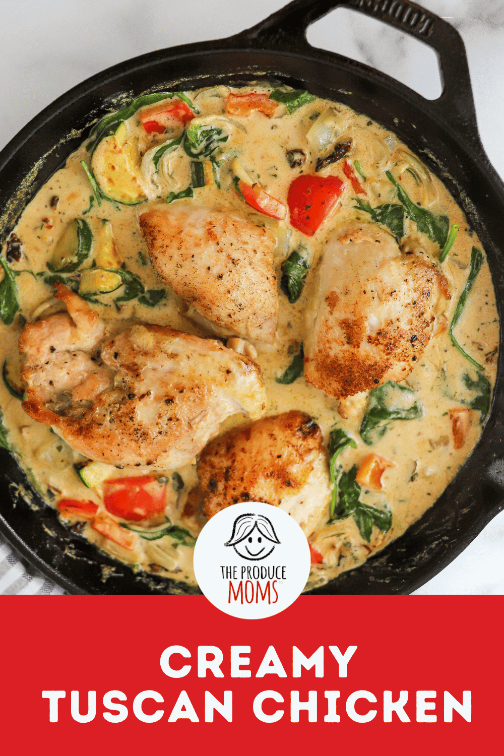 One-Skillet Meal: Creamy Tuscan Chicken Pinterest Pin Creamy Tuscan Chicken