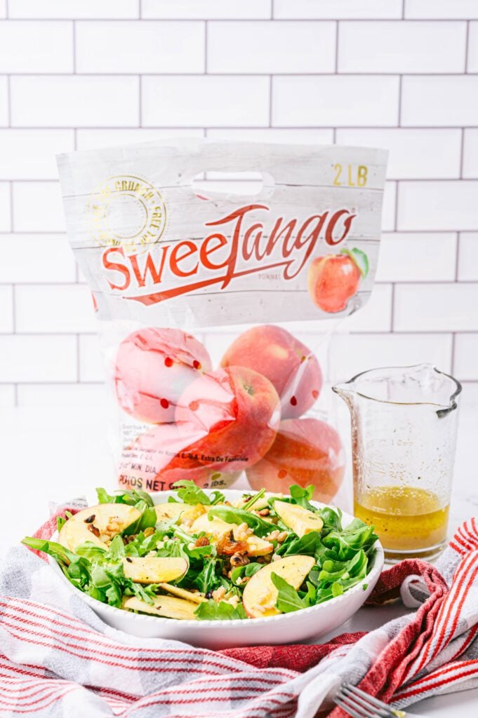 Apple Farro Salad in bowl with SweeTango bag