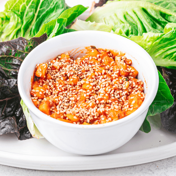 Ssamjang Sauce on plate with lettuce