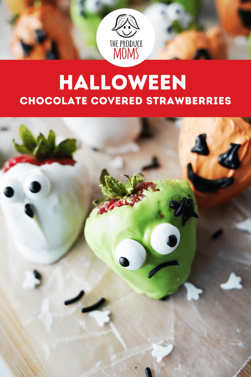 Pinterest Pin: Halloween Chocolate Covered Strawberries