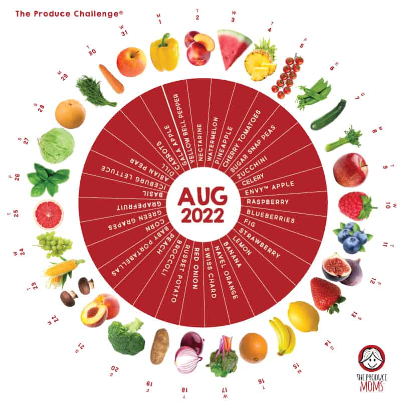 The Produce Moms Produce Challenge Calendar August