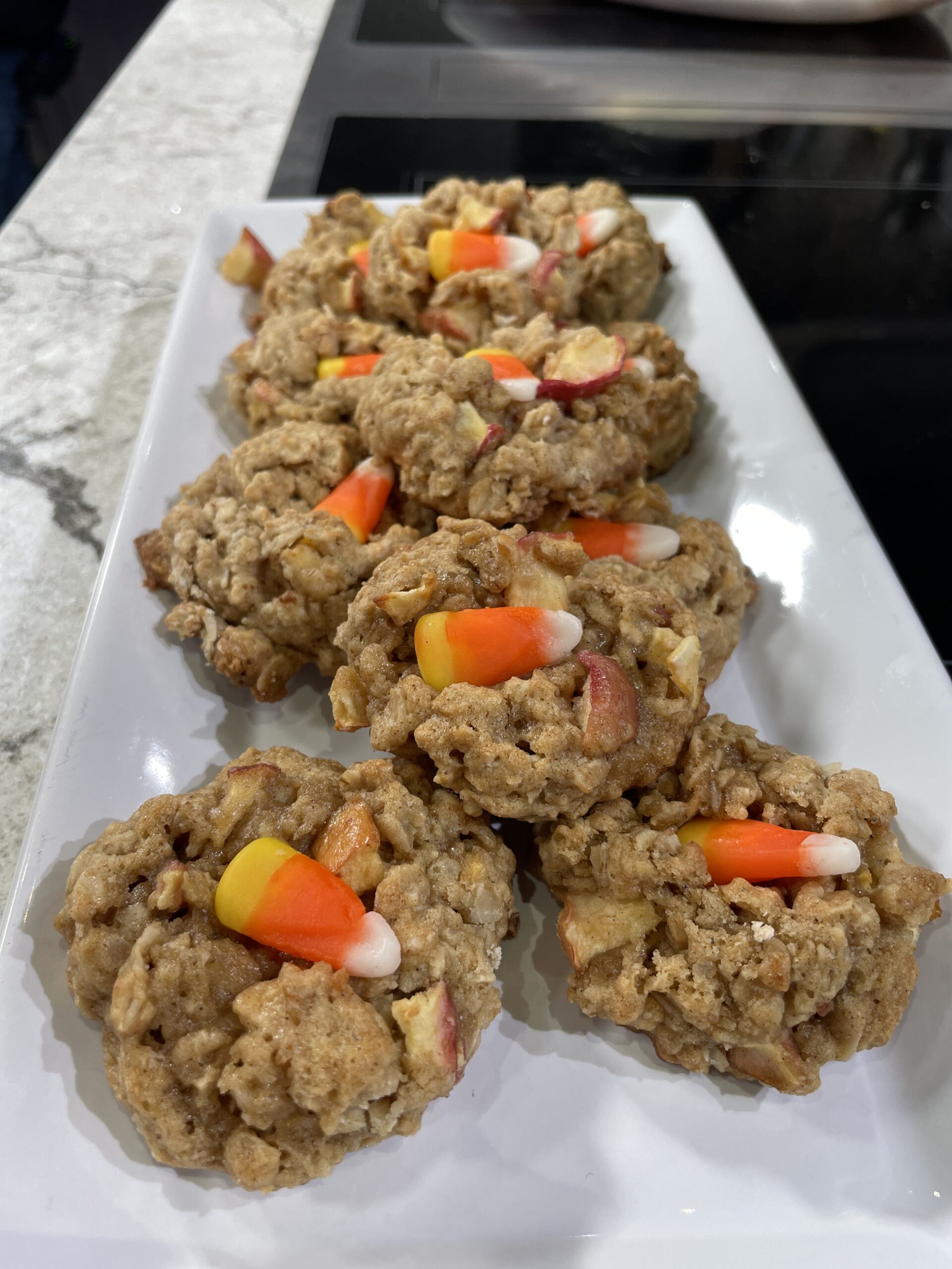 Candy corn & caramel apple oatmeal cookies