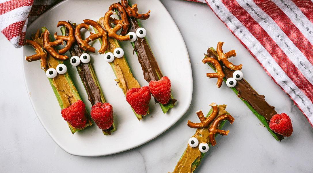 Celery Reinddeers on Plate