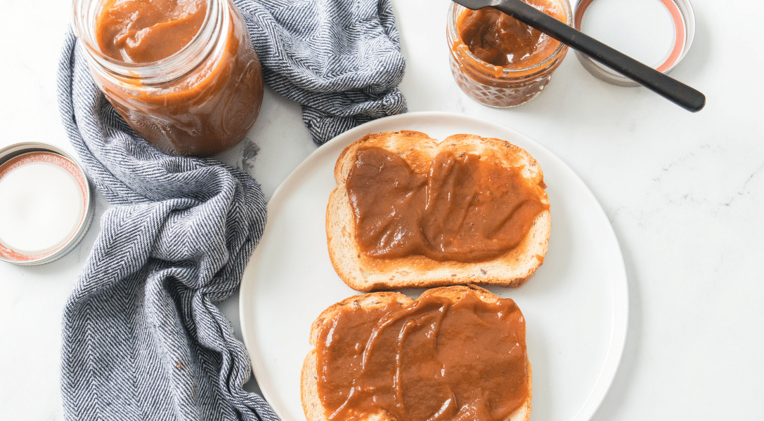 Pumpkin butter spread on toast