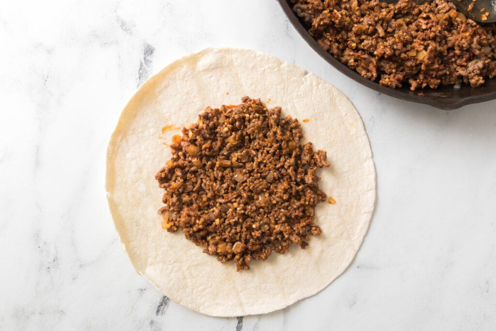 flour tortilla with taco meat