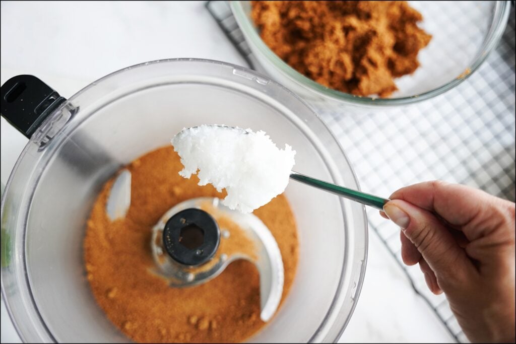 Coconut sugar and coconut oil in food processor