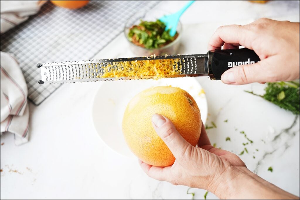 Step 1: Zesting grapefruit