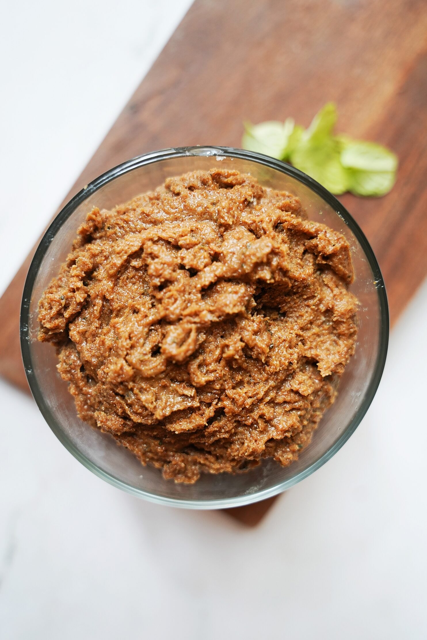 Overhead view of coconut scrub