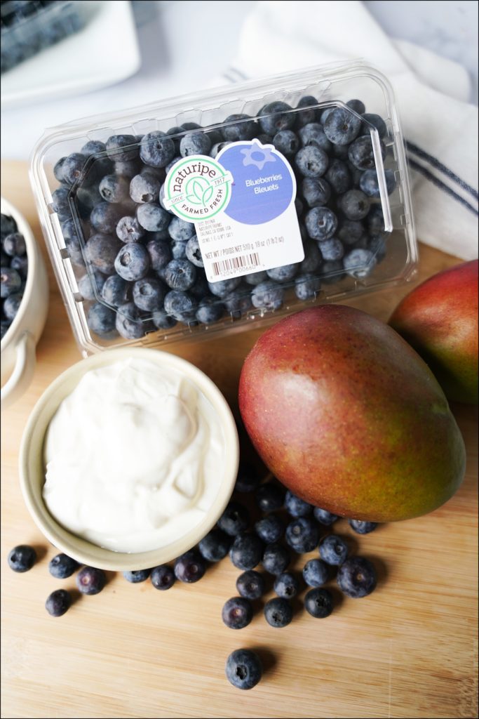 yogurt, mangos and natureripe blueberries