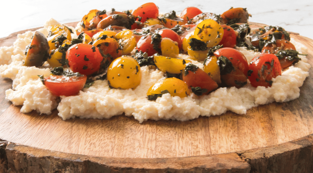 side view of Bruschetta Ricotta Board