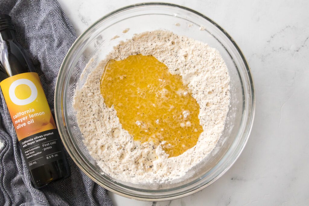 flour and wet mixture for lemon scones