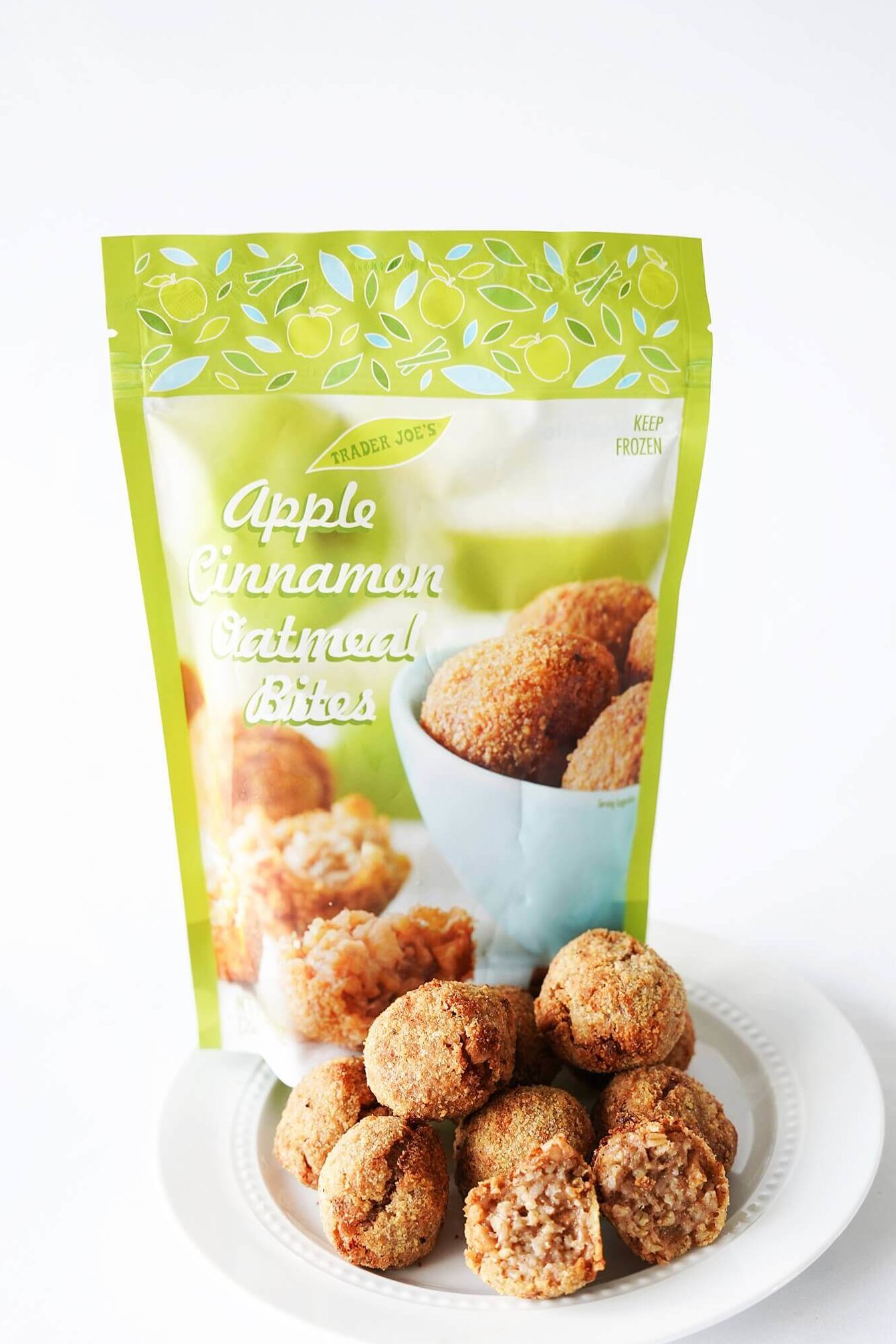 Trader Joe's Apple Oatmeal Bites in Bag and on plate